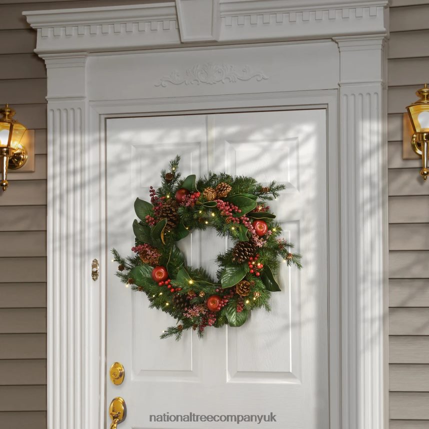 Greenery | National Tree Company 24\ Rural Homestead Wreath with LED Lights F2L4F241